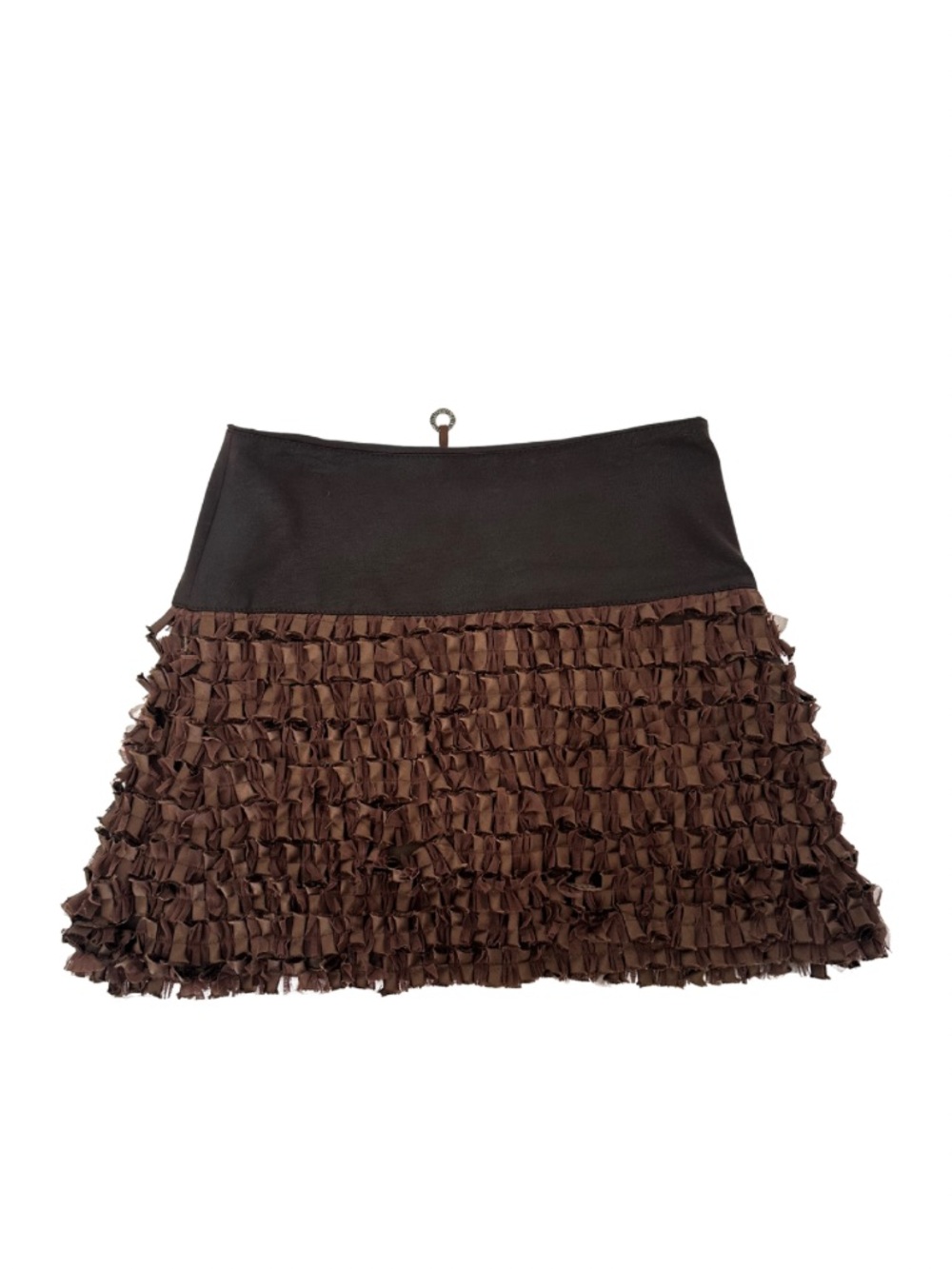 SAVE THE QUEEN BROWN TEXTURED MINI SKIRT